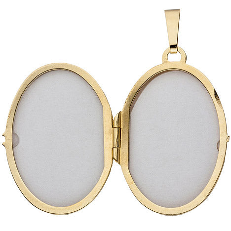 Medaillon oval Blumen 925 Sterling Silber gold vergoldet Anhänger zum Öffnen