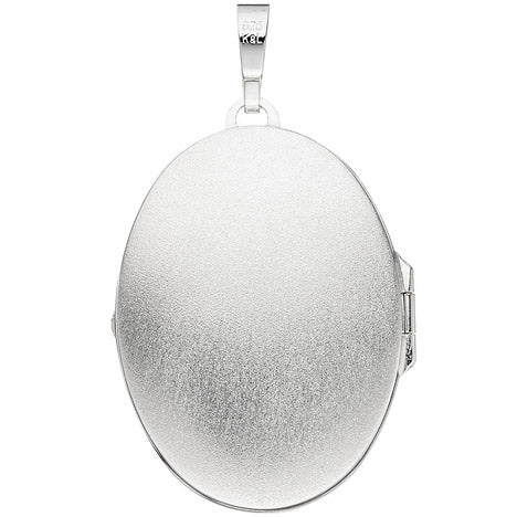 Medaillon oval Blumen für 2 Fotos 925 Sterling Silber Anhänger zum Öffnen