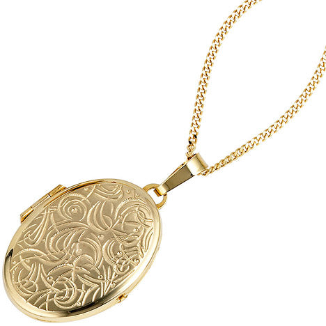 Medaillon oval für 2 Fotos 333 Gold Gelbgold matt Anhänger zum Öffnen