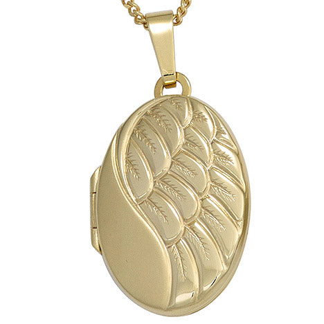 Medaillon oval für 2 Fotos 333 Gold Gelbgold matt Anhänger zum Öffnen
