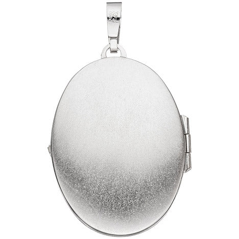 Medaillon oval für 2 Fotos 925 Sterling Silber matt Anhänger zum Öffnen