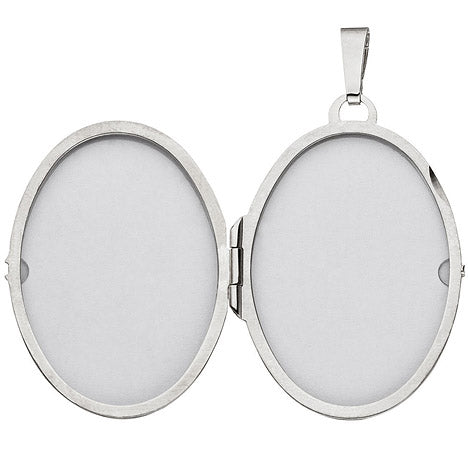 Medaillon oval für 2 Fotos 925 Sterling Silber rhodiniert Anhänger zum Öffnen
