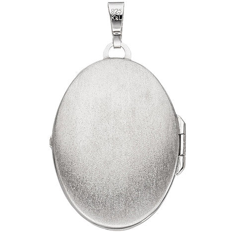 Medaillon oval für 2 Fotos 925 Sterling Silber rhodiniert Anhänger zum Öffnen
