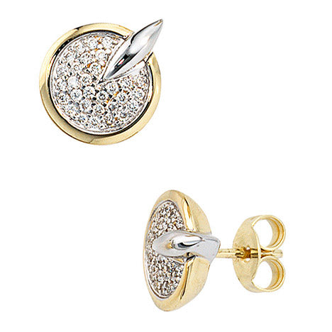 Ohrstecker 585 Gold Gelbgold Weißgold bicolor 60 Diamanten Brillanten Ohrringe