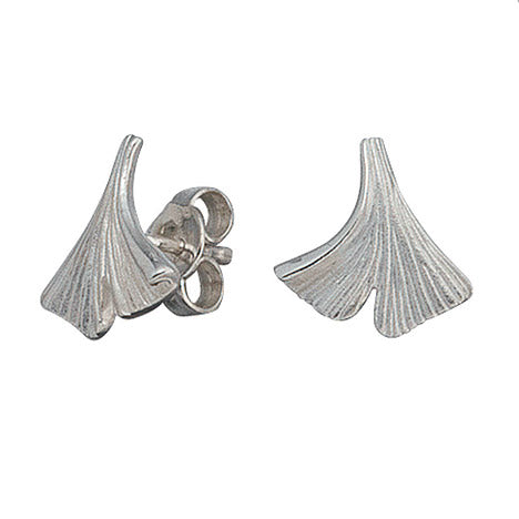 Ohrstecker Ginko Gingko 925 Sterling Silber mattiert Ohrringe Silberohrstecker