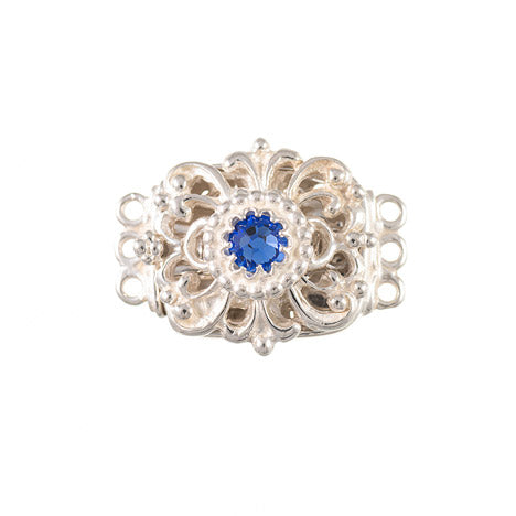 Schließe für Kropfkette 925 Silber Trachtenschmuck blau