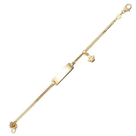 Schildband Engel 585 Gold Gelbgold 14 cm Gravur ID Armband Schutzengel Karabiner