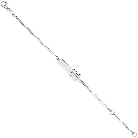 Schildband Lokomotive Dampflok 925 Sterling Silber 14 cm Gravur ID Armband
