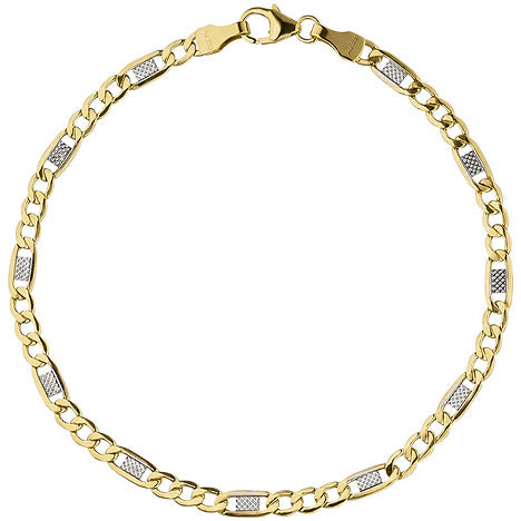 Steg-Panzerarmband 333 Gelbgold bicolor 19 cm Gold Armband Goldarmband Karabiner