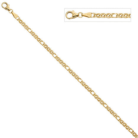 Zwillings-Panzerarmband 585 Gelbgold 19 cm Gold Armband Goldarmband