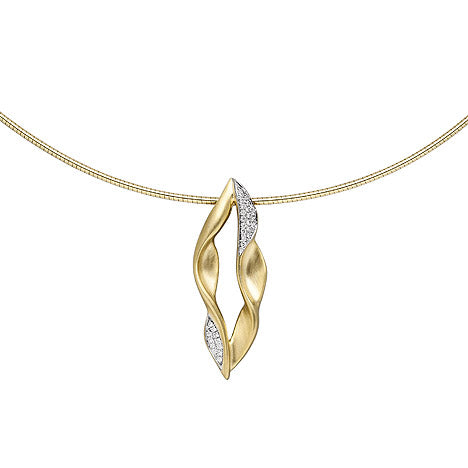 Anhänger 585 Gold Gelbgold teil matt 32 Diamanten Brillanten Goldanhänger