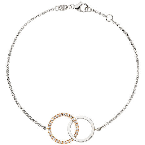 Armband 585 Gold Weißgold Rotgold bicolor 25 Diamanten Brillanten 19 cm