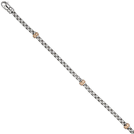 Armband 585 Gold Weißgold Rotgold bicolor 39 Diamanten Brillanten 19 cm