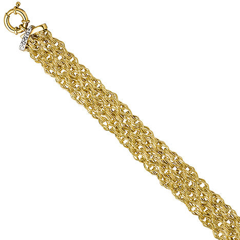 Armband breit 375 Gold Gelbgold diamantiert 20 cm Goldarmband
