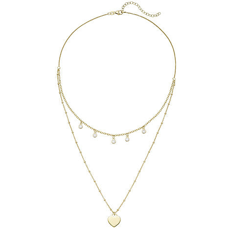Collier gold vergoldet 925 Silber 5 Zirkonia 43 cm Silberkette Karabiner
