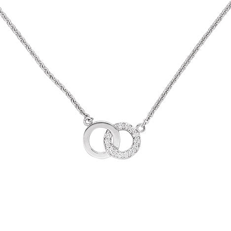 Collier Halskette 585 Gold Weißgold 13 Diamanten Brillanten 45 cm Kette
