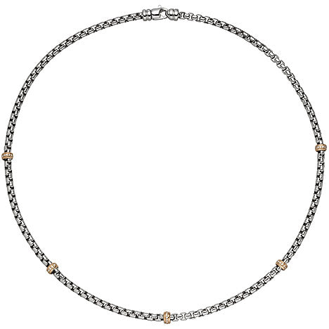 Collier Halskette 585 Gold Weißgold Rotgold bicolor 65 Diamanten 45 cm