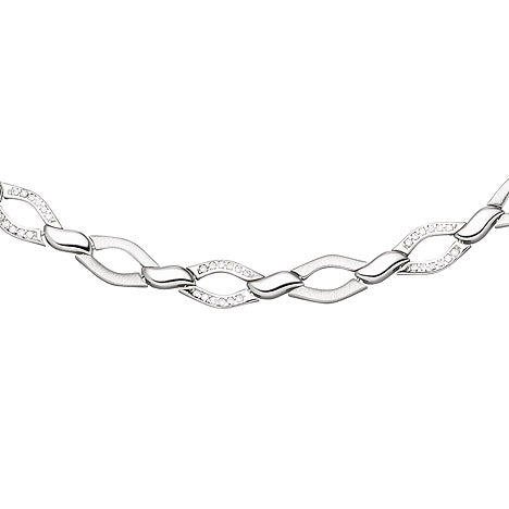 Collier Halskette 925 Silber 144 Zirkonia 45 cm Kette Silberkette