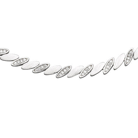 Collier Halskette 925 Silber matt 144 Zirkonia 45 cm Kette Silberkette