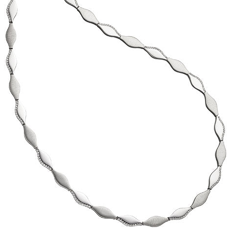 Collier Halskette 925 Silber teil matt 154 Zirkonia 45 cm Kette Silberkette
