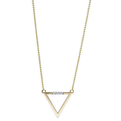 Collier Halskette Dreieck 585 Gold Gelbgold 5 Diamanten Brillanten 42 cm Kette