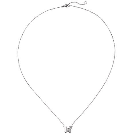 Collier Halskette Schmetterling 585 Weißgold 20 Diamanten Brillanten 45 cm Kette