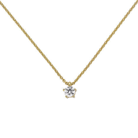 Collier Kette mit Anhänger 585 Gold Gelbgold 1 Diamant Brillant 0 15 ct. 45 cm