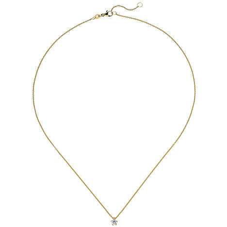 Collier Kette mit Anhänger 585 Gold Gelbgold 1 Diamant Brillant 0 15 ct. 45 cm
