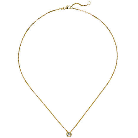 Collier Kette mit Anhänger 585 Gold Gelbgold 1 Diamant Brillant 0 25 ct. 45 cm