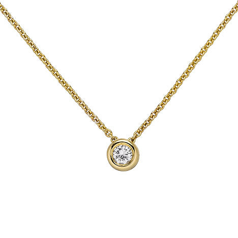 Collier Kette mit Anhänger 585 Gold Gelbgold 1 Diamant Brillant 0 25 ct. 45 cm