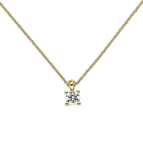 Collier Kette mit Anhänger 585 Gold Gelbgold 1 Diamant Brillant 0 50 ct. 45 cm