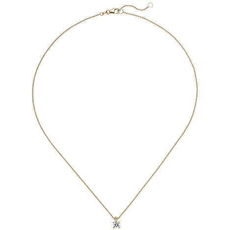 Collier Kette mit Anhänger 585 Gold Gelbgold 1 Diamant Brillant 0 50 ct. 45 cm