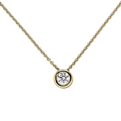 Collier Kette mit Anhänger 585 Gold Gelbgold 1 Diamant Brillant 0 50 ct. 45 cm