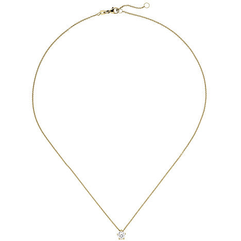 Collier Kette mit Anhänger 585 Gold Gelbgold 1 Diamant Brillant 0 70 ct. 45 cm