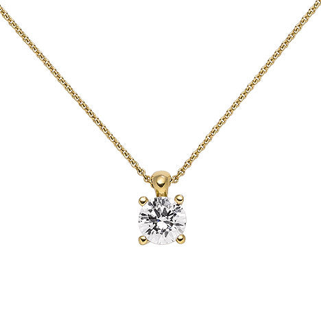 Collier Kette mit Anhänger 585 Gold Gelbgold 1 Diamant Brillant 1 0 ct. 45 cm