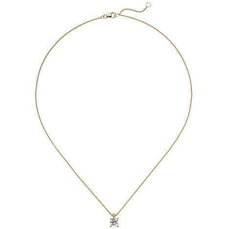 Collier Kette mit Anhänger 585 Gold Gelbgold 1 Diamant Brillant 1 0 ct. 45 cm