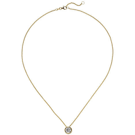 Collier Kette mit Anhänger 585 Gold Gelbgold 1 Diamant Brillant 1 0 ct. 45 cm