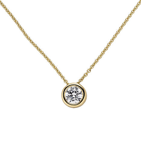 Collier Kette mit Anhänger 585 Gold Gelbgold 1 Diamant Brillant 1 0 ct. 45 cm