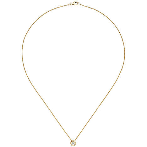 Collier Kette mit Anhänger 585 Gold Gelbgold 1 Diamant Brillant 45 cm