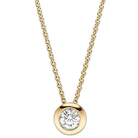 Collier Kette mit Anhänger 585 Gold Gelbgold 1 Diamant Brillant 45 cm
