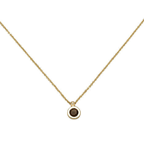 Collier Kette mit Anhänger 585 Gold Gelbgold 1 Rauchquarz 45 cm Halskette