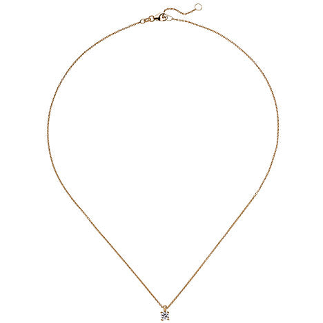 Collier Kette mit Anhänger 585 Gold Rotgold 1 Diamant Brillant 0 15 ct. 45 cm