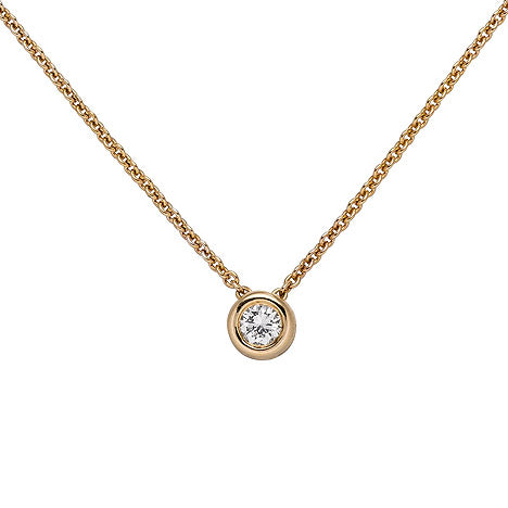 Collier Kette mit Anhänger 585 Gold Rotgold 1 Diamant Brillant 0 15 ct. 45 cm