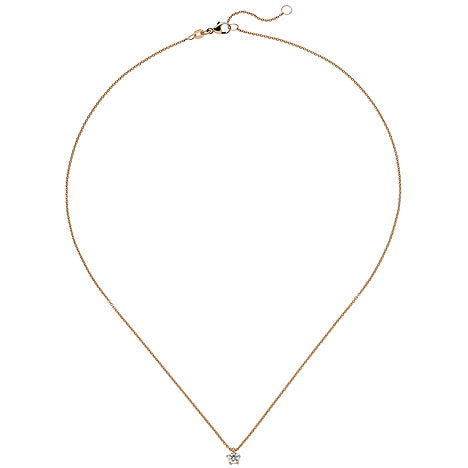 Collier Kette mit Anhänger 585 Gold Rotgold 1 Diamant Brillant 0 25 ct. 45 cm