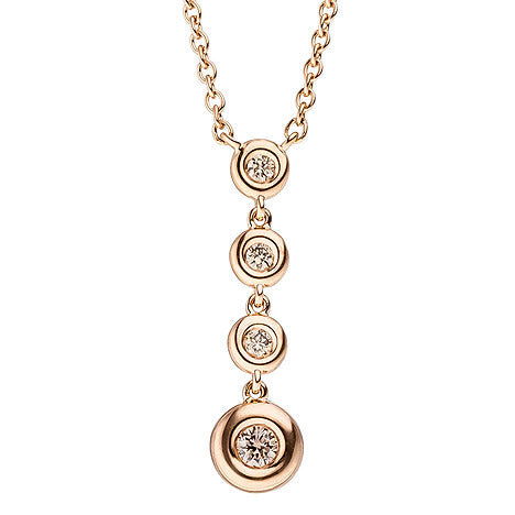 Collier Kette mit Anhänger 585 Gold Rotgold 4 Diamanten Brillanten 44 cm