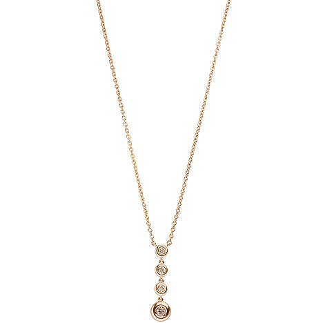 Collier Kette mit Anhänger 585 Gold Rotgold 4 Diamanten Brillanten 44 cm