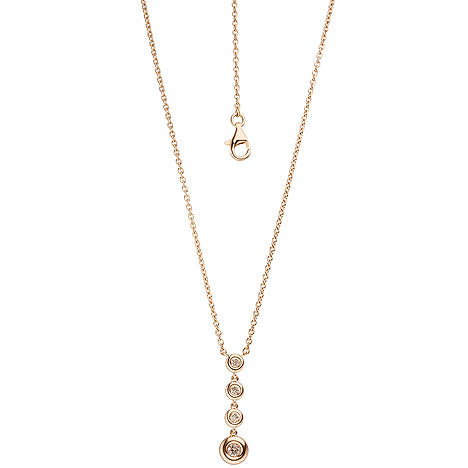 Collier Kette mit Anhänger 585 Gold Rotgold 4 Diamanten Brillanten 44 cm