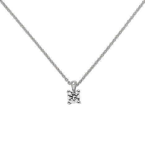 Collier Kette mit Anhänger 585 Gold Weißgold 1 Diamant Brillant 0 25 ct. 45 cm