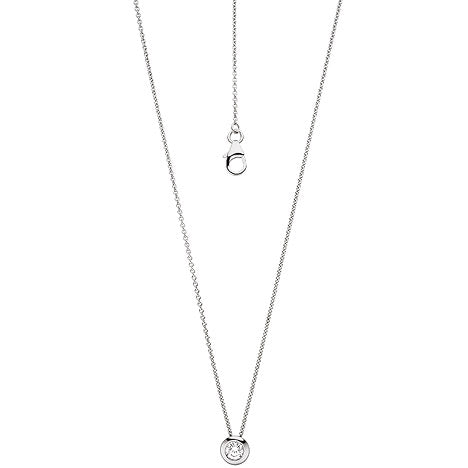 Collier Kette mit Anhänger 585 Gold Weißgold 1 Diamant Brillant 45 cm