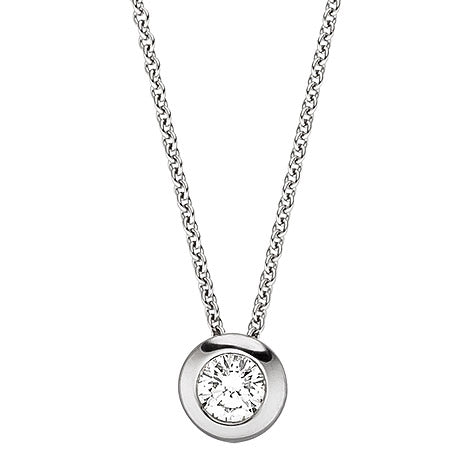Collier Kette mit Anhänger 585 Gold Weißgold 1 Diamant Brillant 45 cm